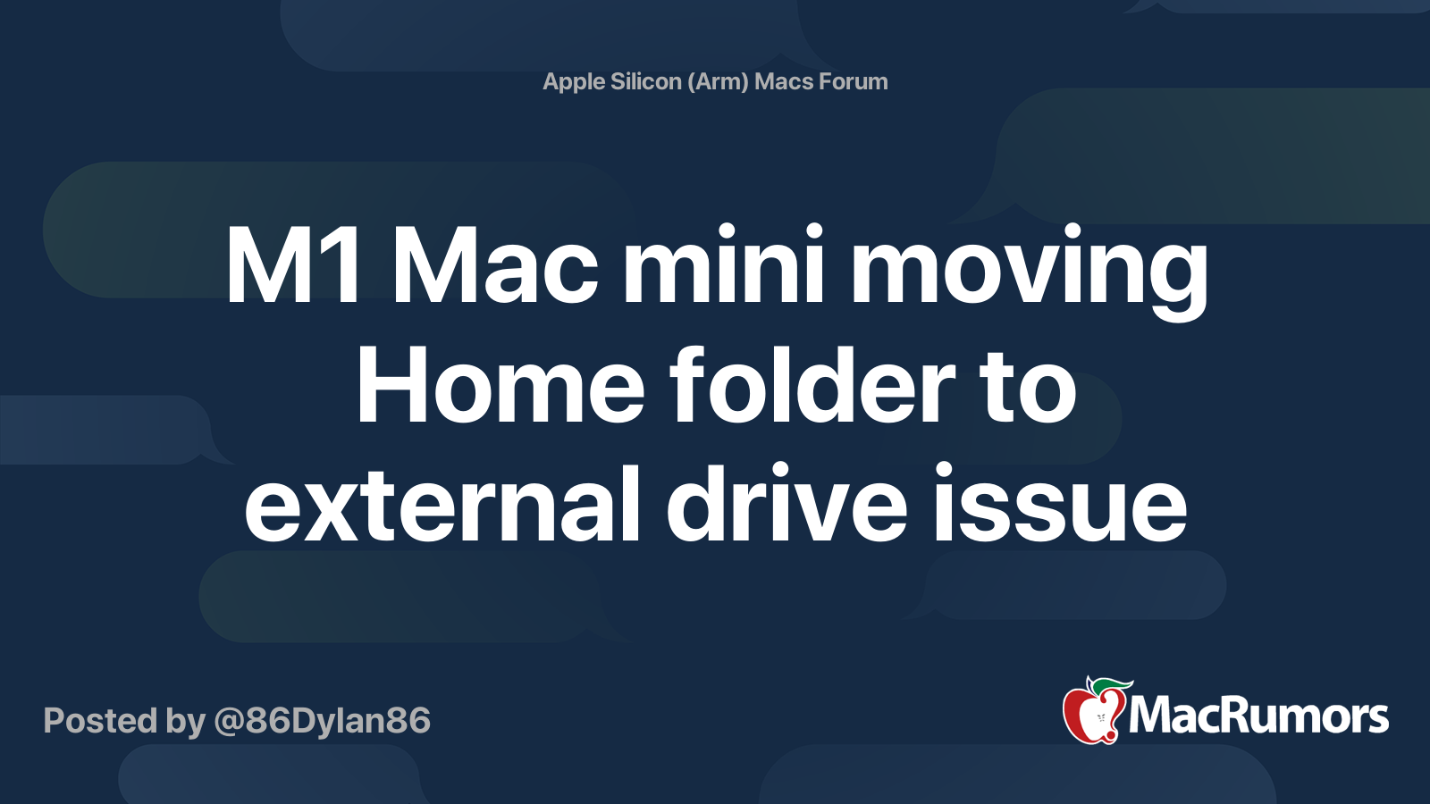 M1 Mac mini moving Home folder to external drive issue | MacRumors Forums