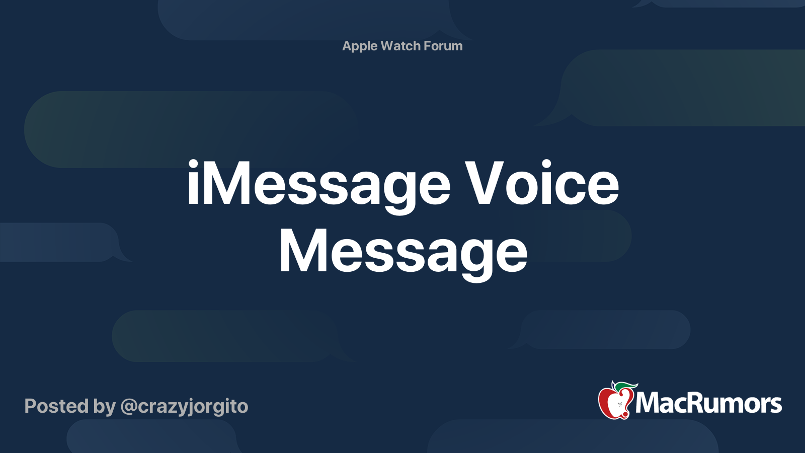 iMessage Voice Message | MacRumors Forums