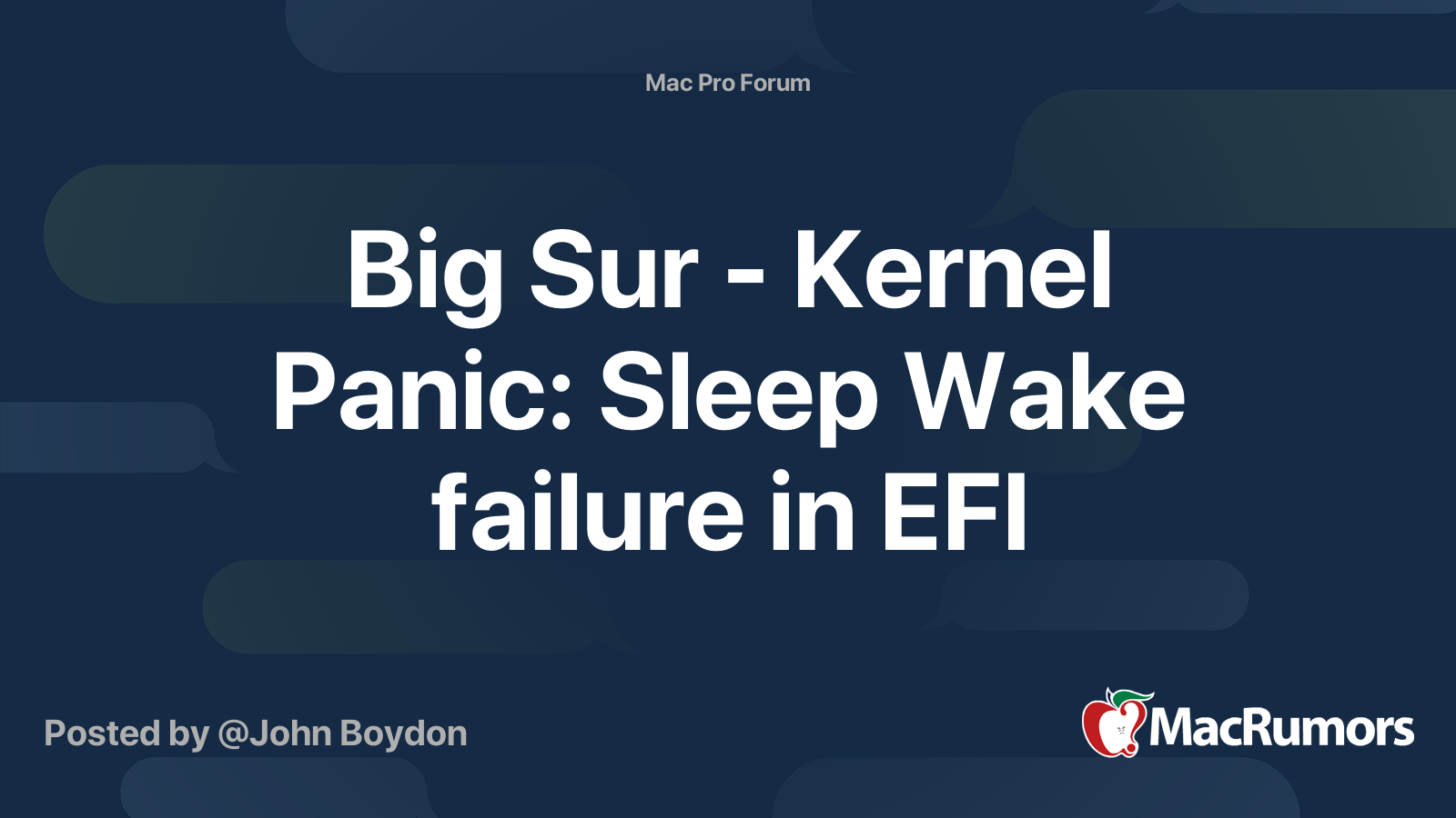 Big Sur Kernel Panic Sleep Wake Failure In Efi Macrumors Forums