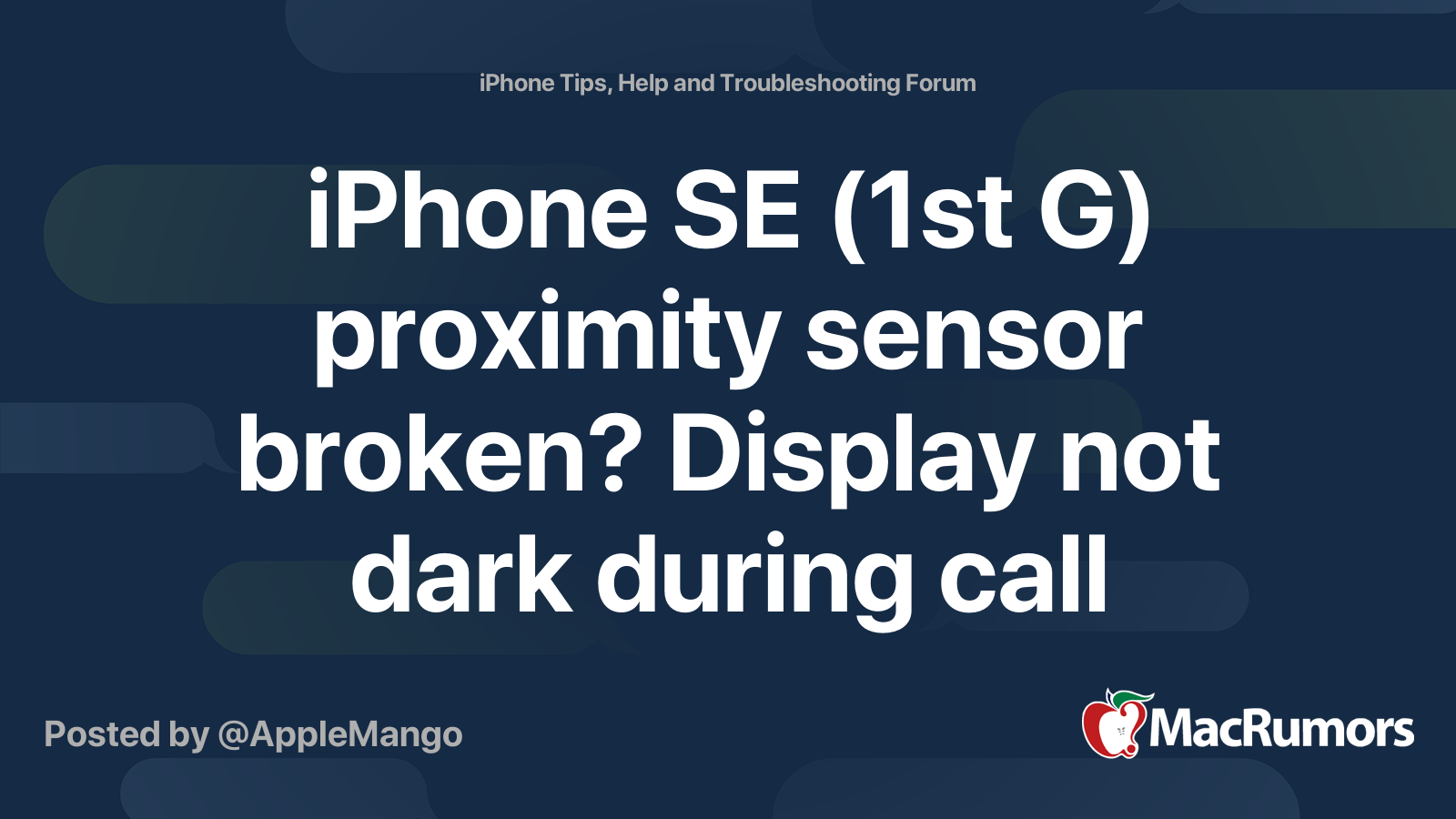 iPhone SE (1st G) proximity sensor broken? Display not dark during call