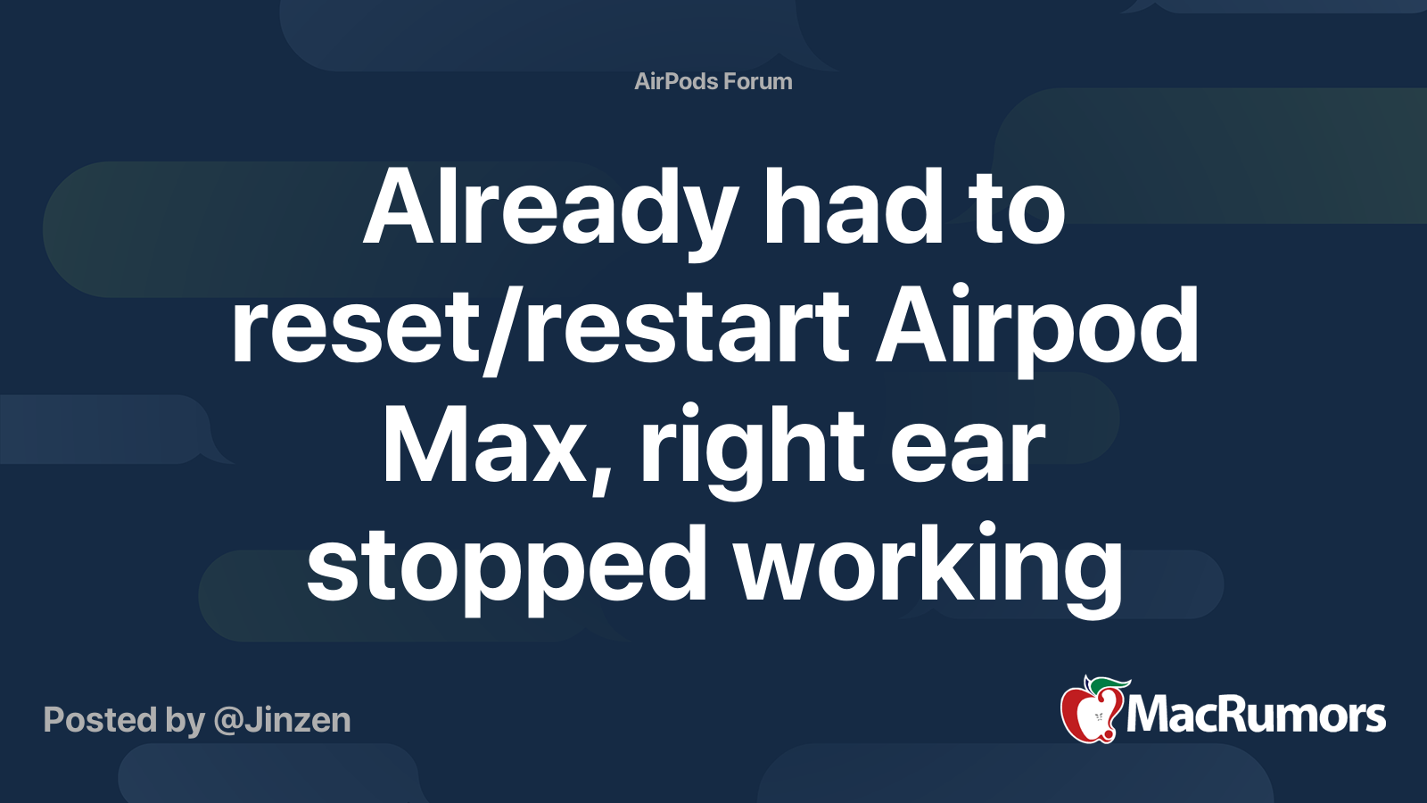 Already had to reset/restart Airpod Max, right ear stopped working