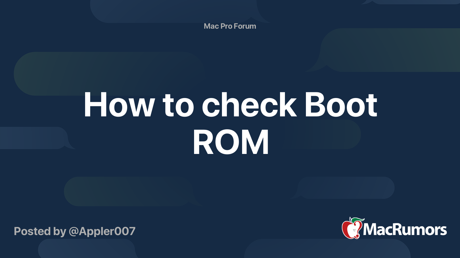 How to check Boot ROM | MacRumors Forums