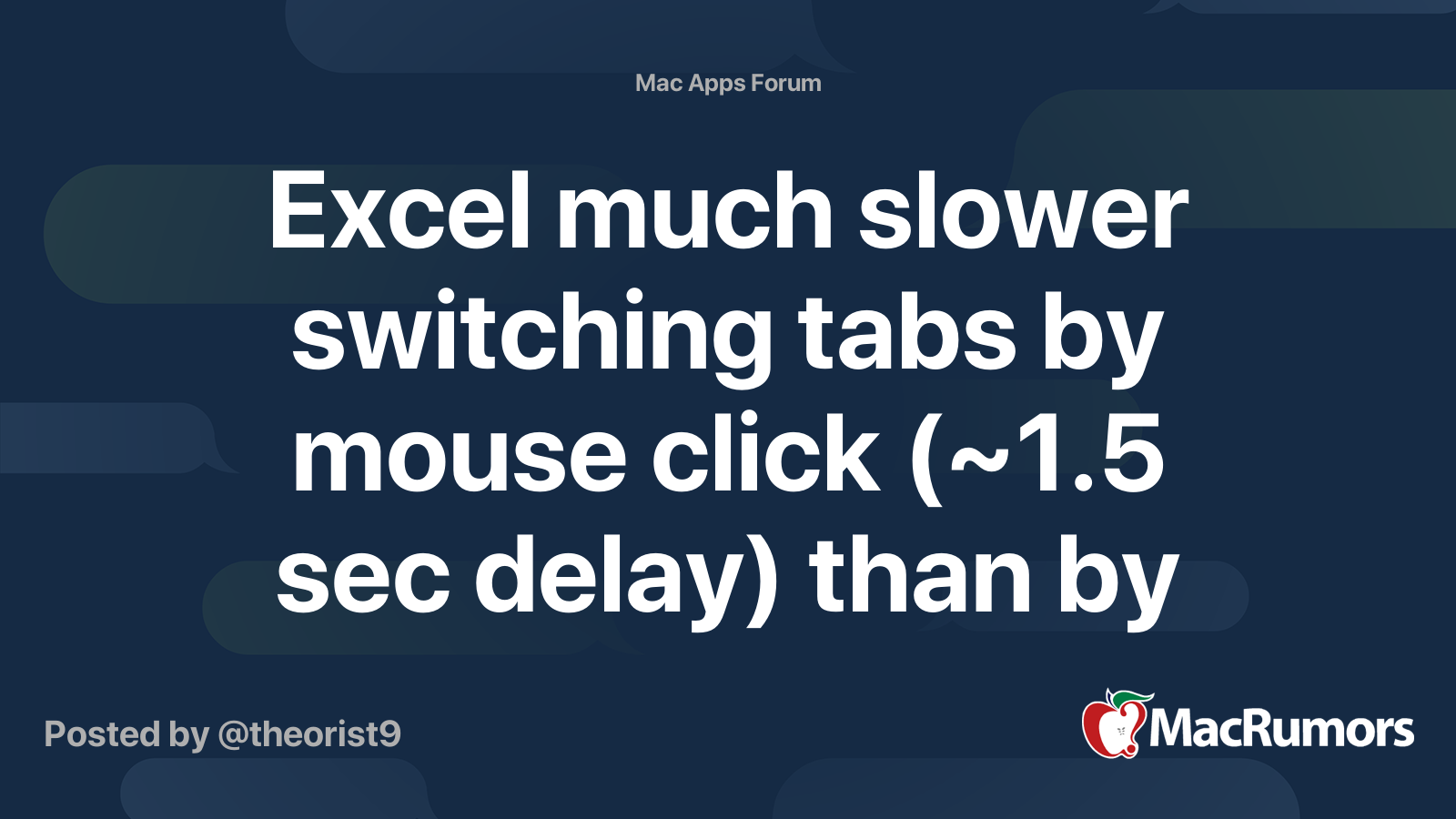 Excel much slower switching tabs by mouse click (~1.5 sec delay) than