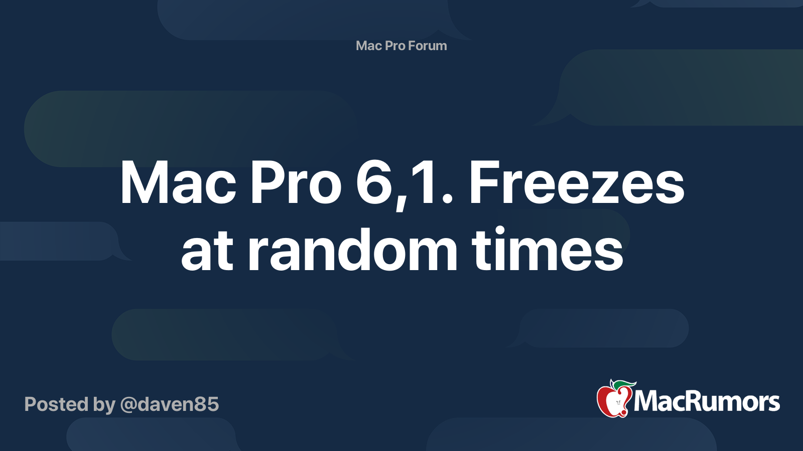 Mac Pro 6,1. Freezes at random times MacRumors Forums