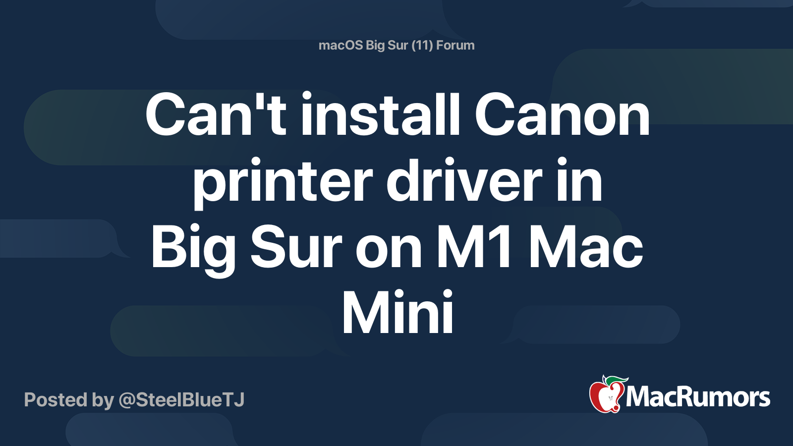 Can T Install Canon Printer Driver In Big Sur On M1 Mac Mini Macrumors Forums