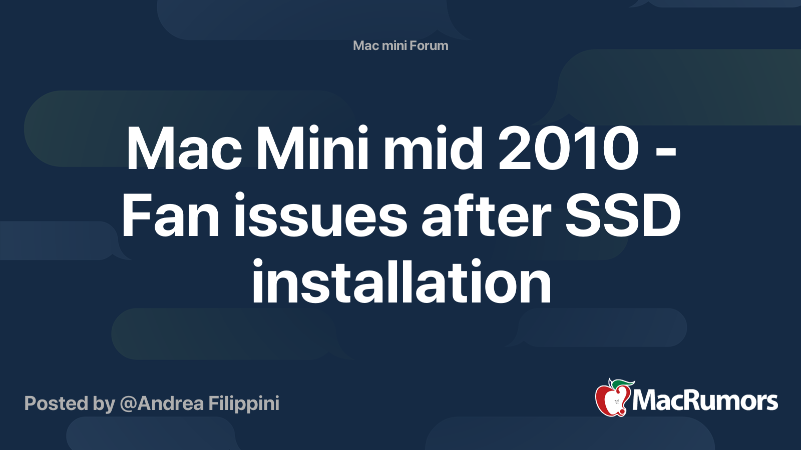Mac Mini mid 2010 - Fan issues after SSD installation | MacRumors