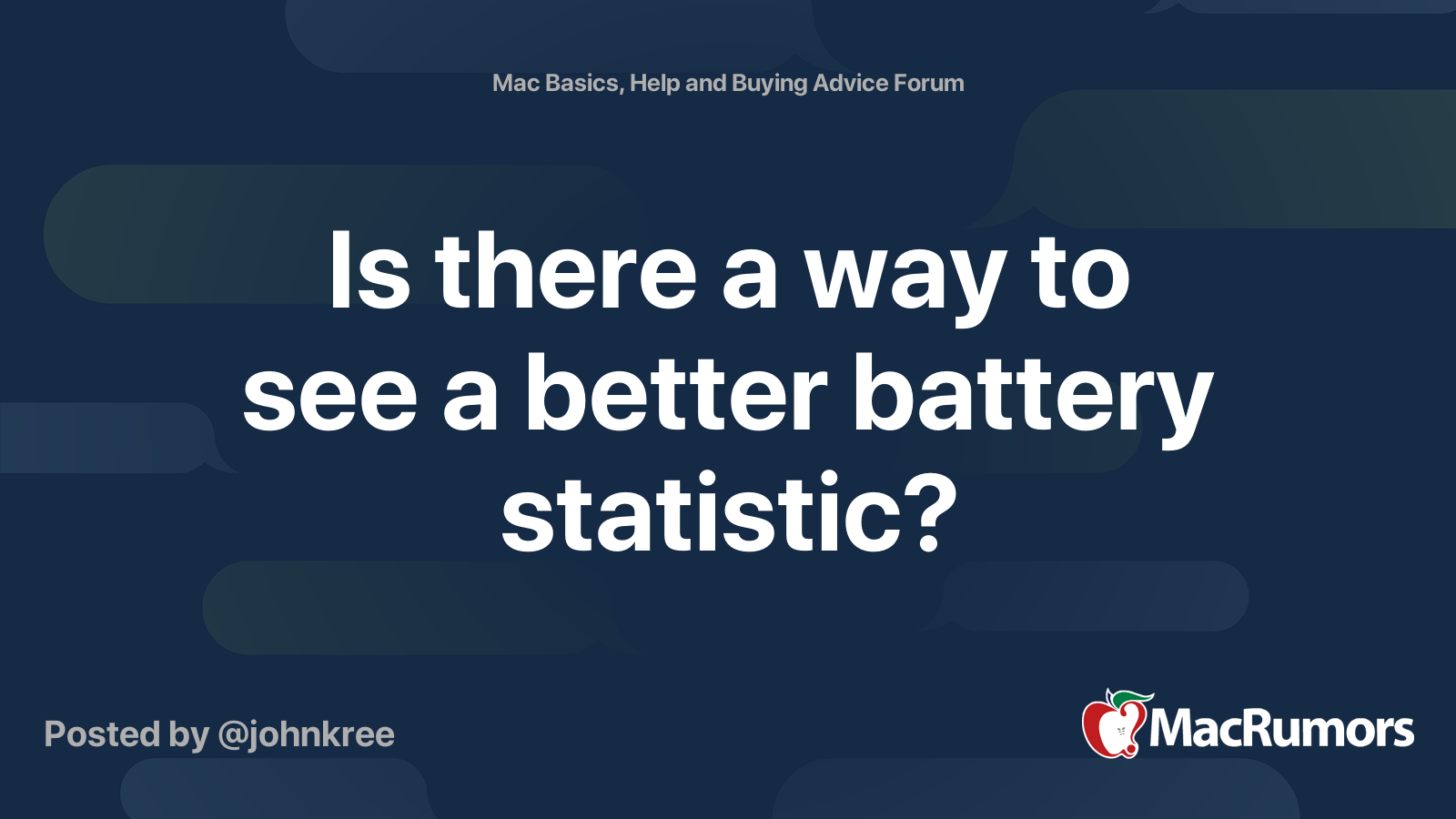 Is there a way to see a better battery statistic? MacRumors Forums