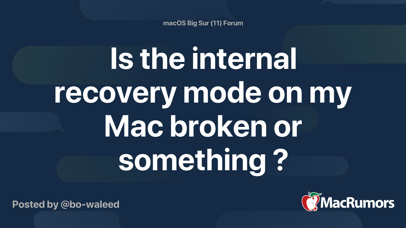 Is The Internal Recovery Mode On My Mac Broken Or Something Macrumors Forums