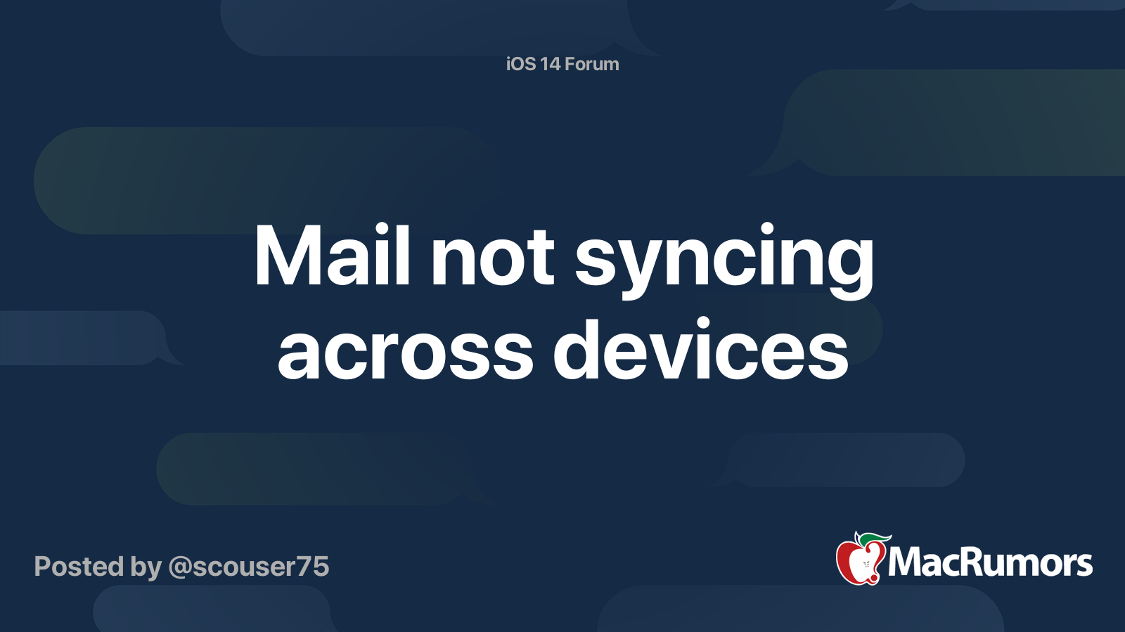 Mail not syncing across devices MacRumors Forums