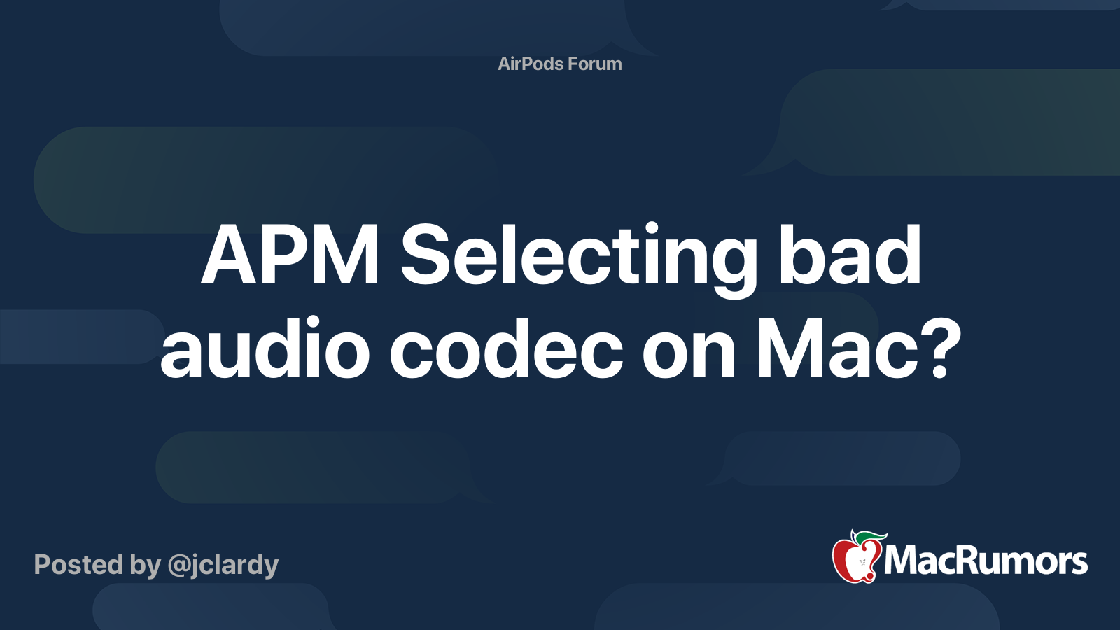 APM Selecting bad audio codec on Mac MacRumors Forums