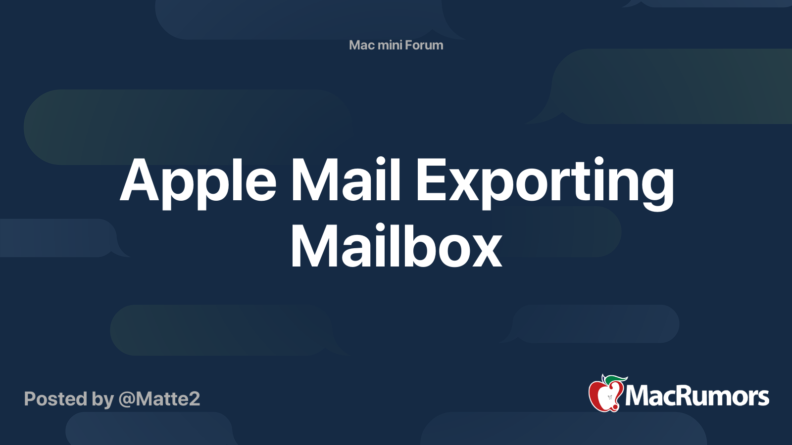 Apple Mail Exporting Mailbox Macrumors Forums