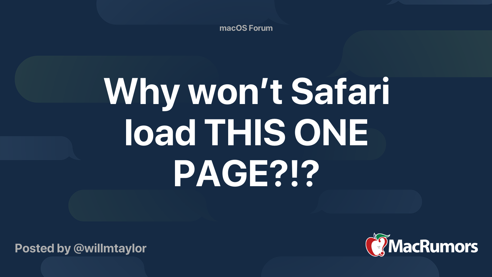 Why won’t Safari load THIS ONE PAGE?!? MacRumors Forums