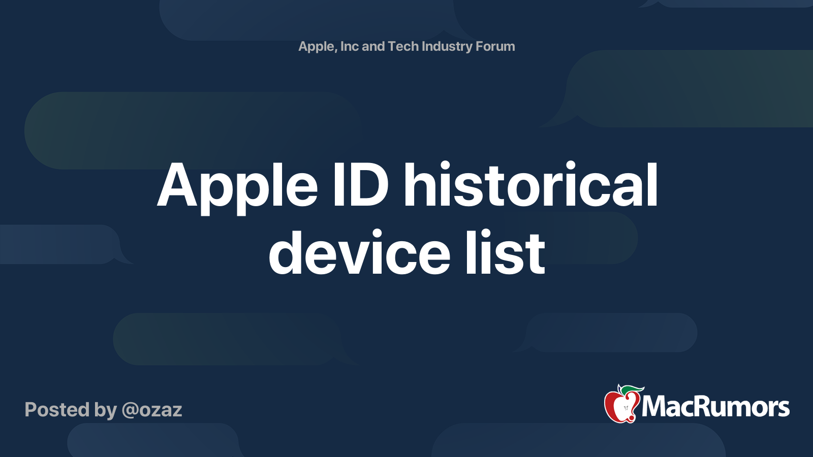 Apple ID historical device list MacRumors Forums