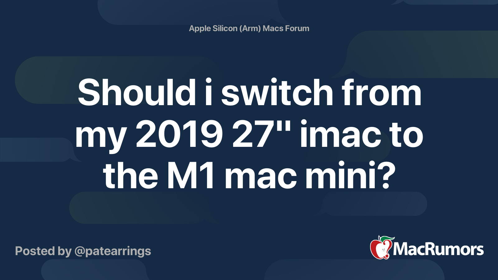 Should i switch from my 2019 27&quot; imac to the M1 mac mini 