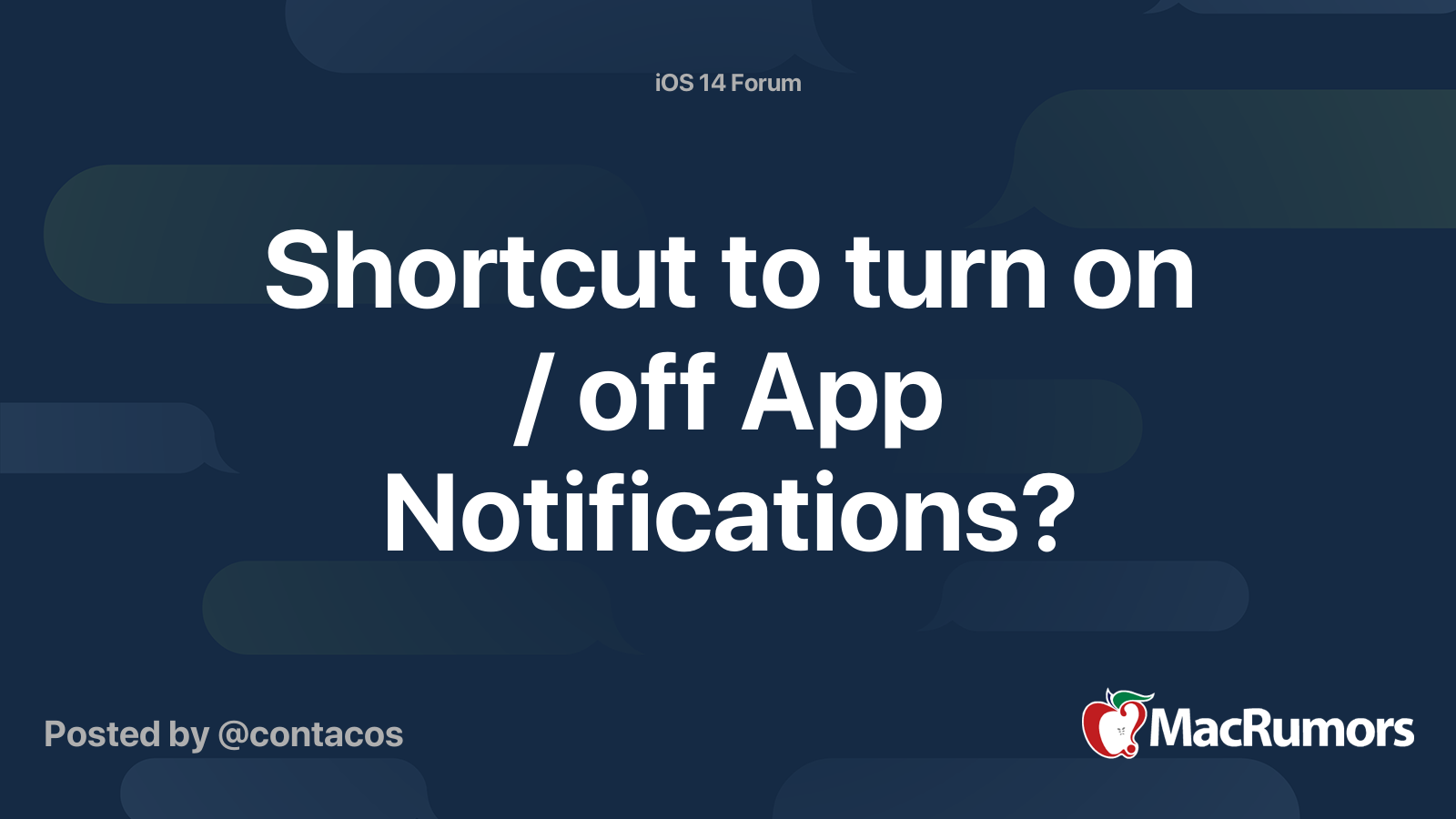 Shortcut to turn on / off App Notifications? | MacRumors Forums