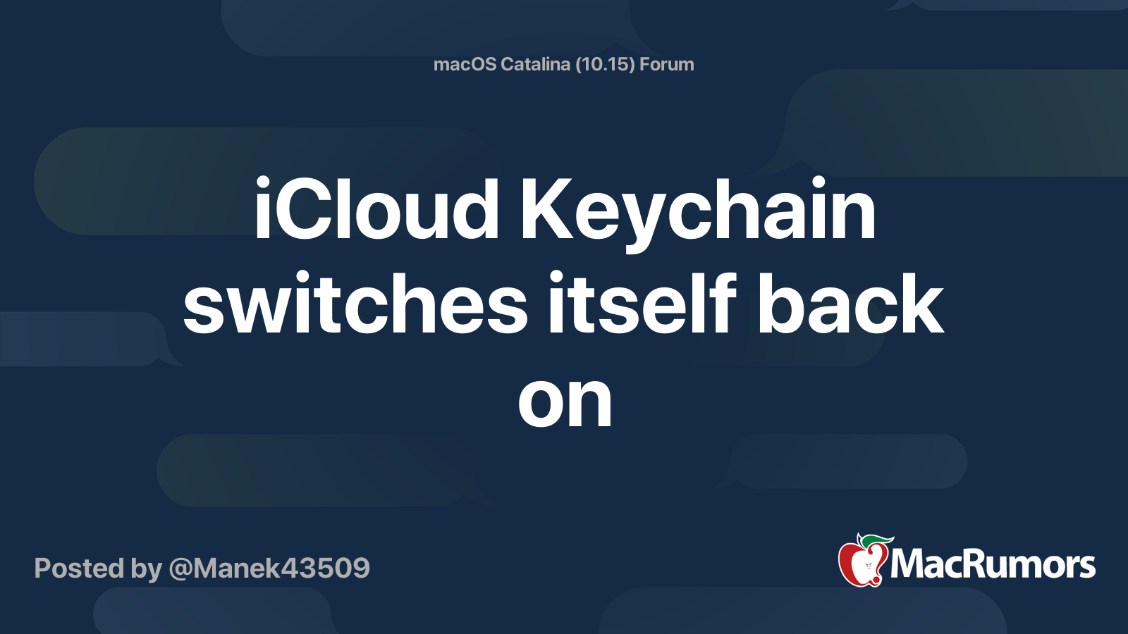 iCloud Keychain switches itself back on MacRumors Forums