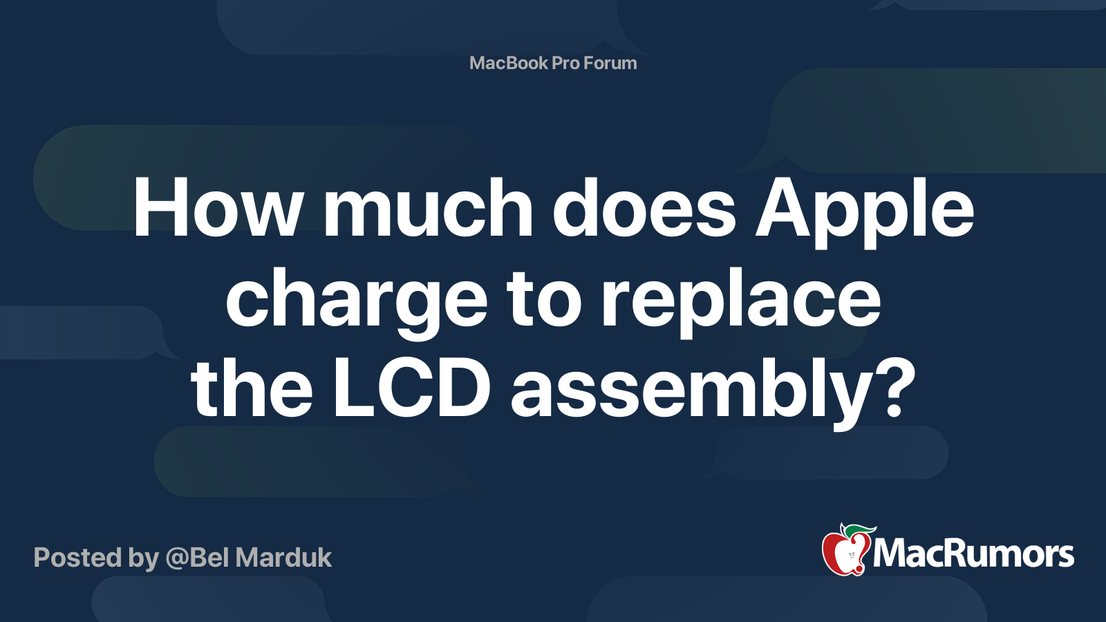 How much does Apple charge to replace the LCD assembly? MacRumors Forums