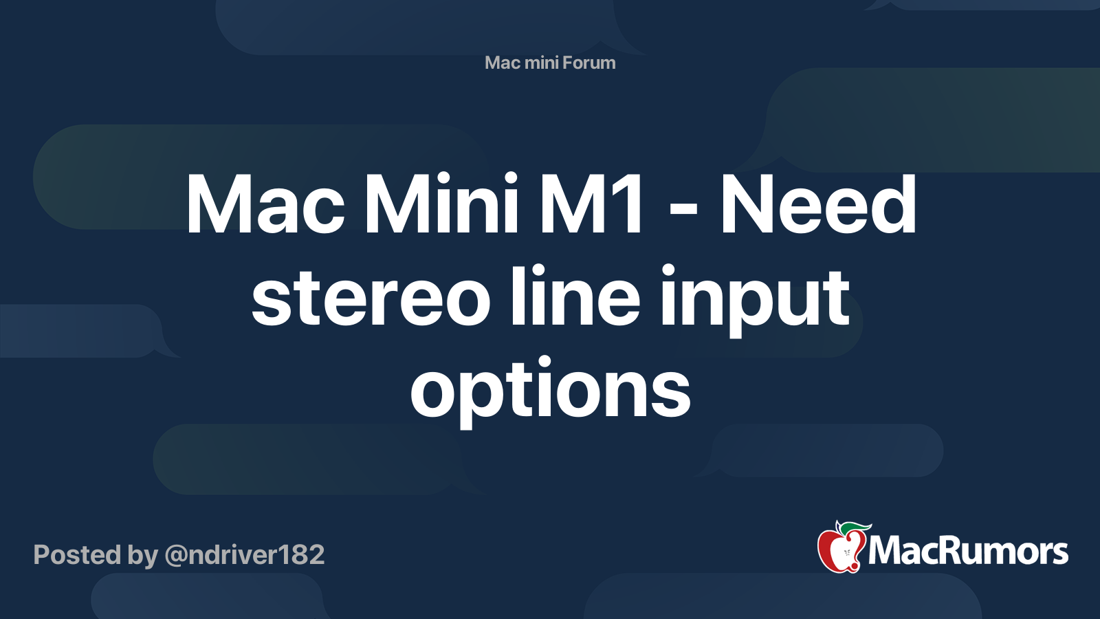 Mac Mini M1 - Need stereo line input options | MacRumors Forums