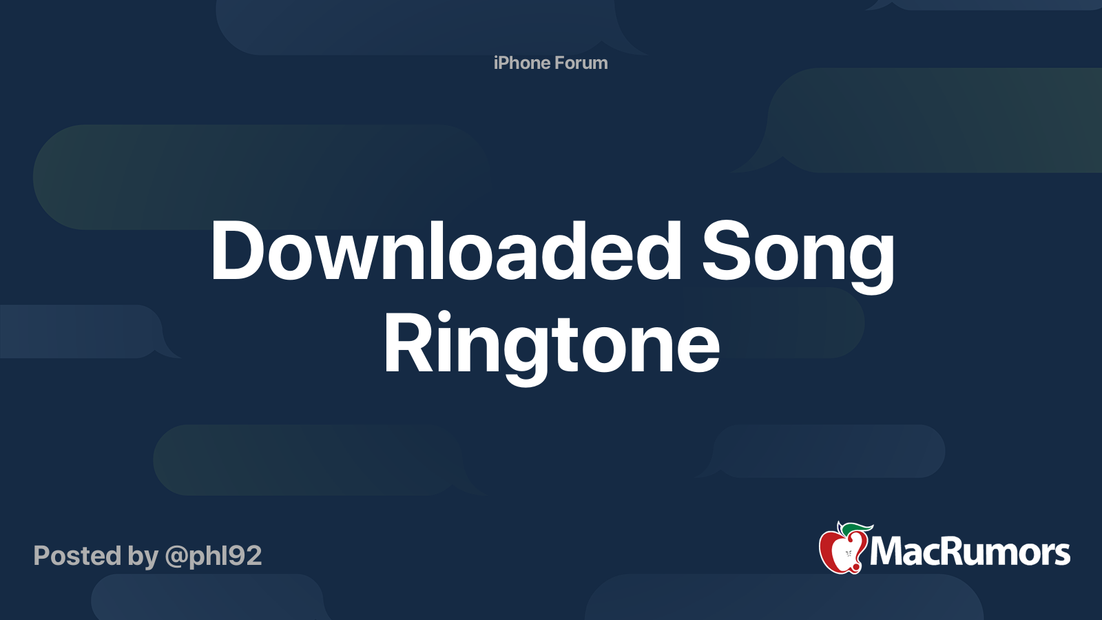 Downloaded Song Ringtone Macrumors Forums