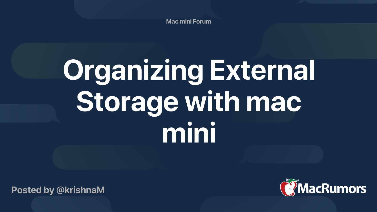 Organizing External Storage with mac mini | MacRumors Forums