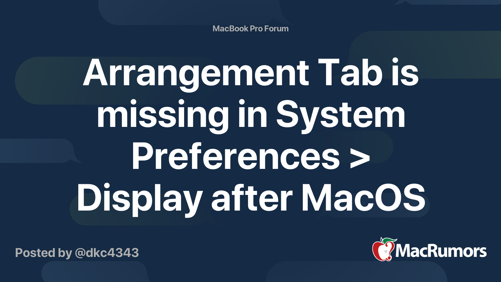 Arrangement Tab is missing in System Preferences > Display after MacOS