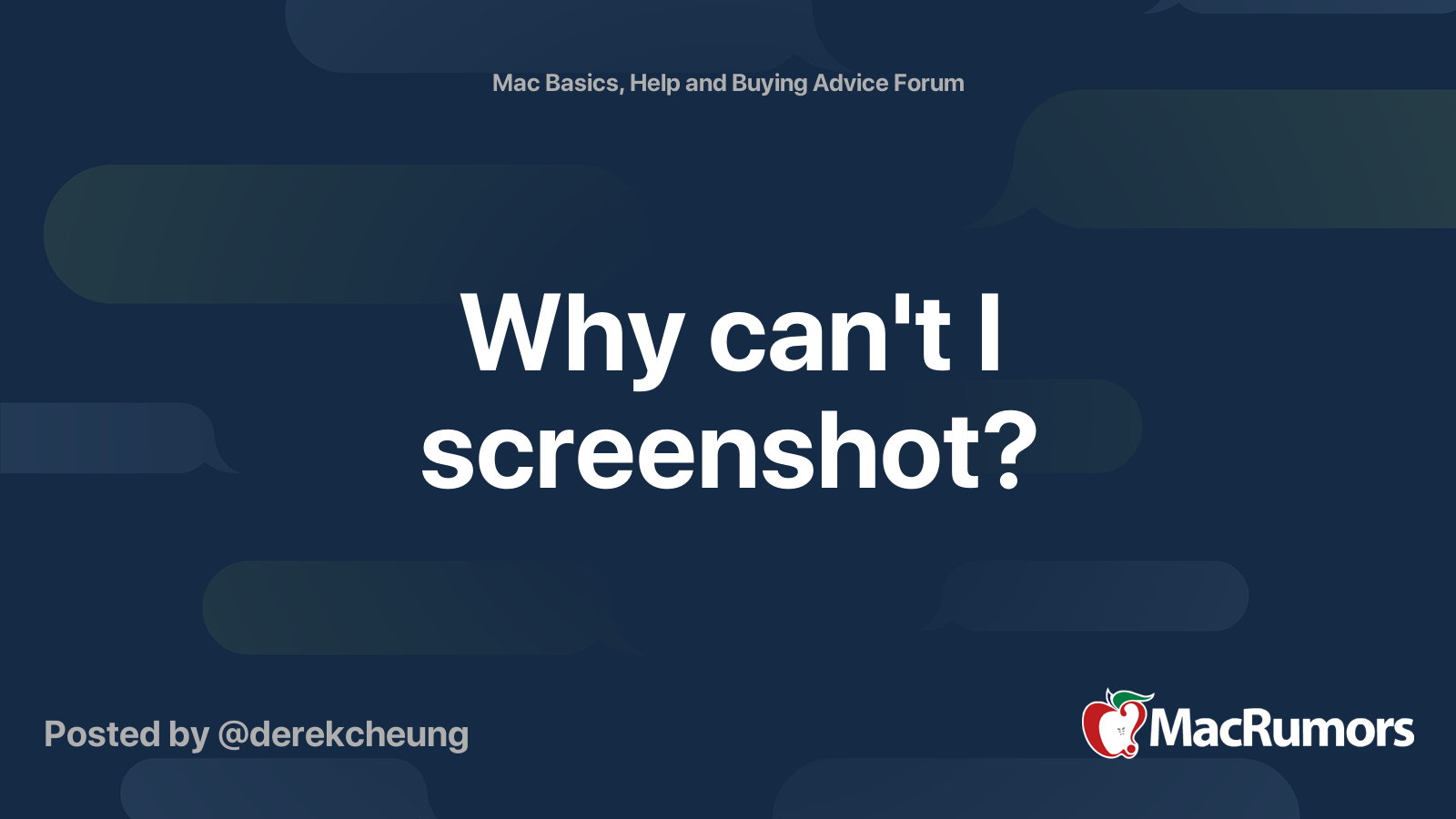 Why can't I screenshot? | MacRumors Forums