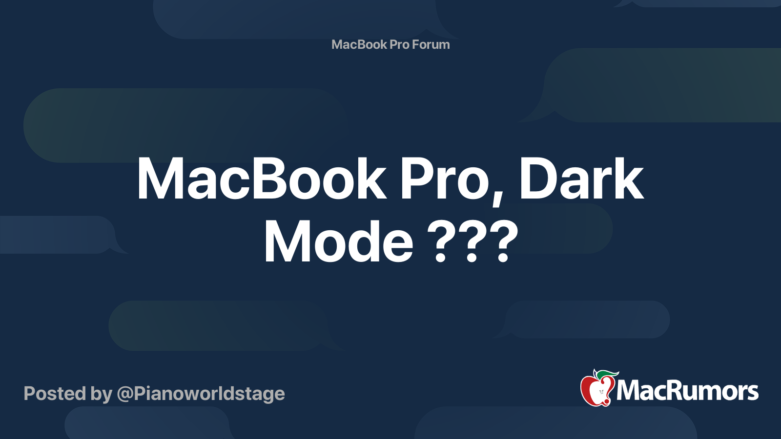 MacBook Pro, Dark Mode ??? MacRumors Forums