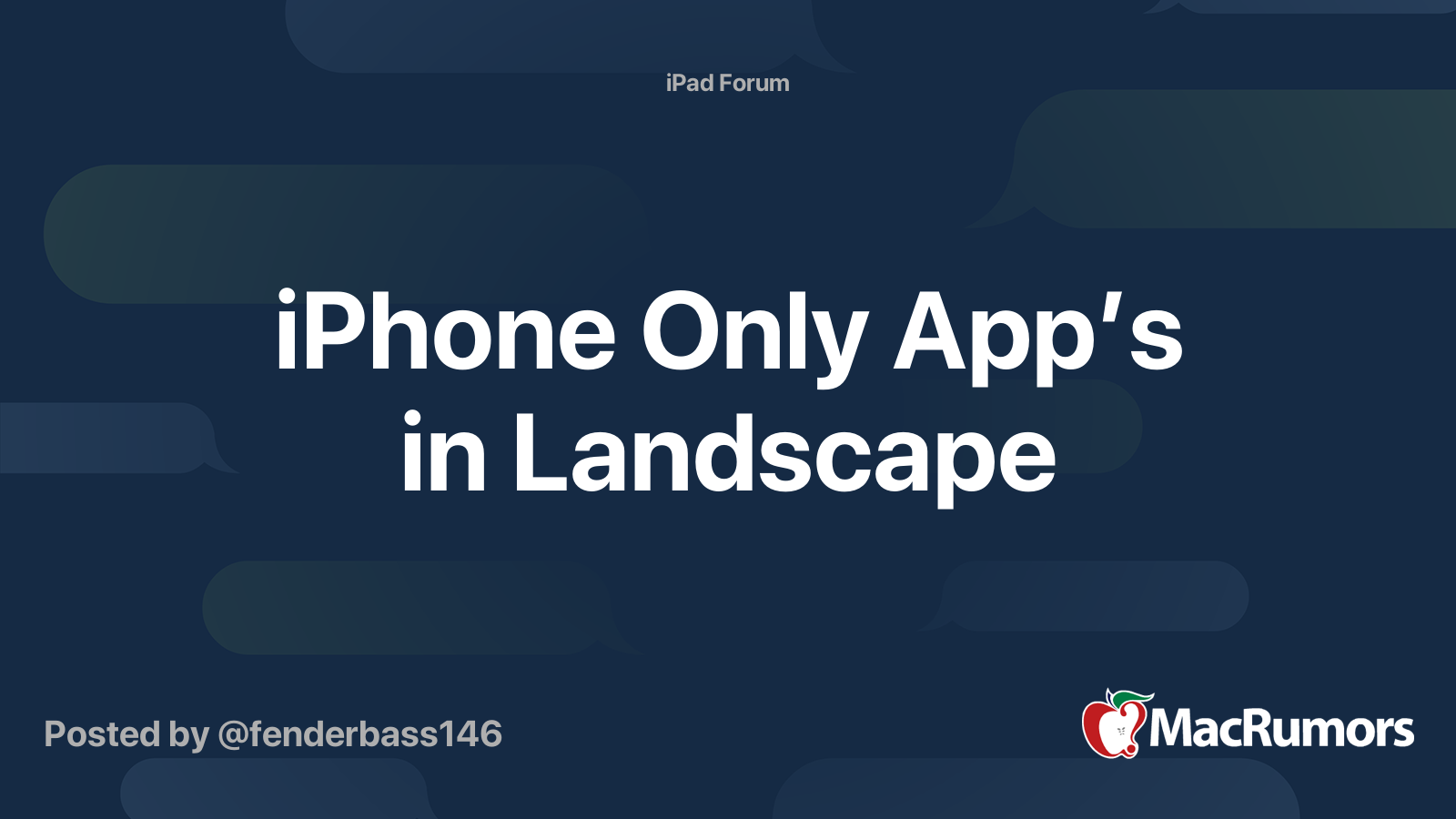 iPhone Only App’s in Landscape | MacRumors Forums