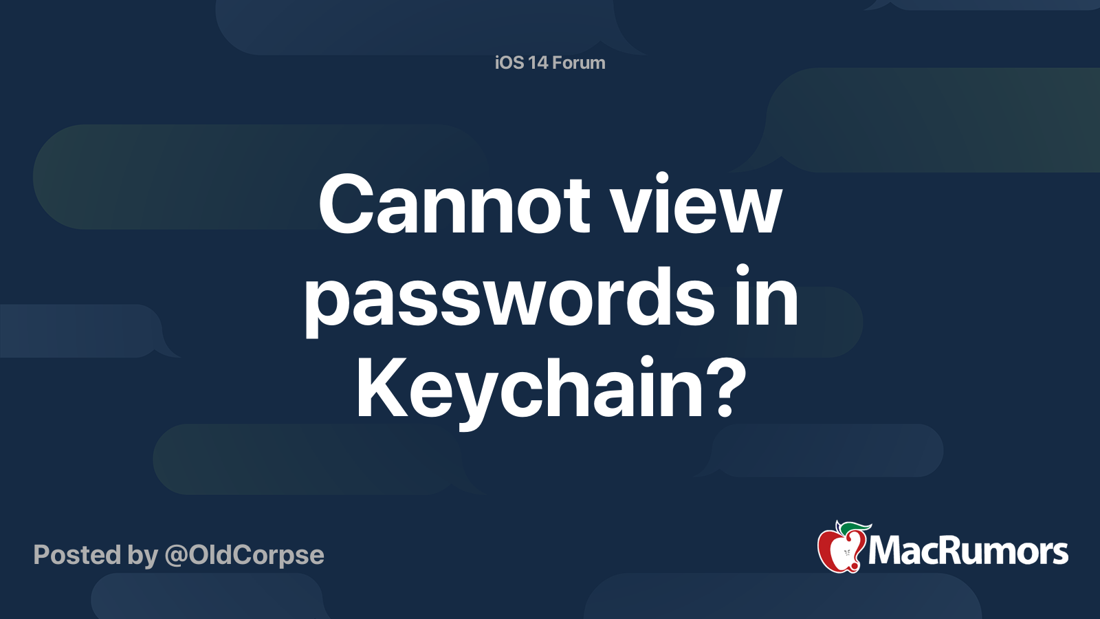 Cannot view passwords in Keychain? MacRumors Forums