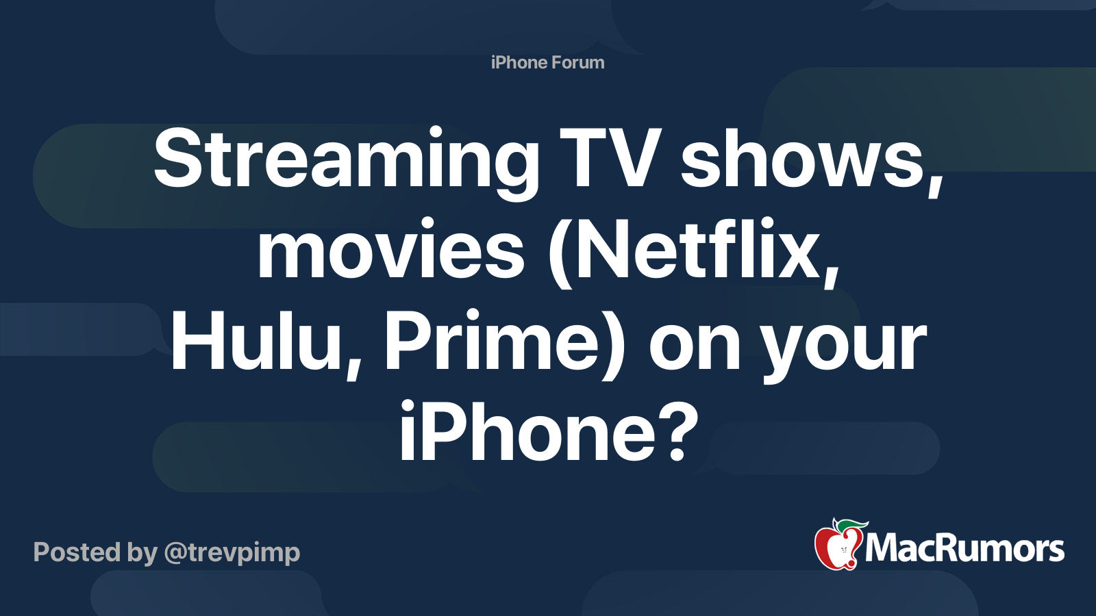 Streaming Tv Shows Movies Netflix Hulu Prime On Your Iphone Macrumors Forums