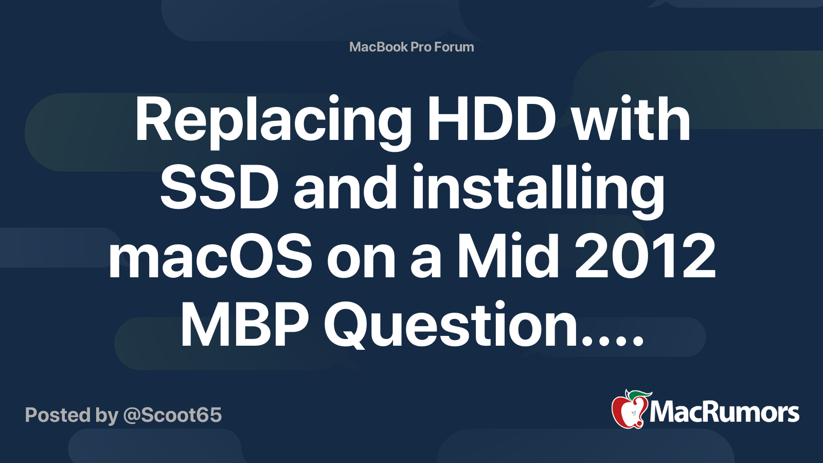 Replacing HDD with SSD and installing macOS on a Mid 2012 MBP Question