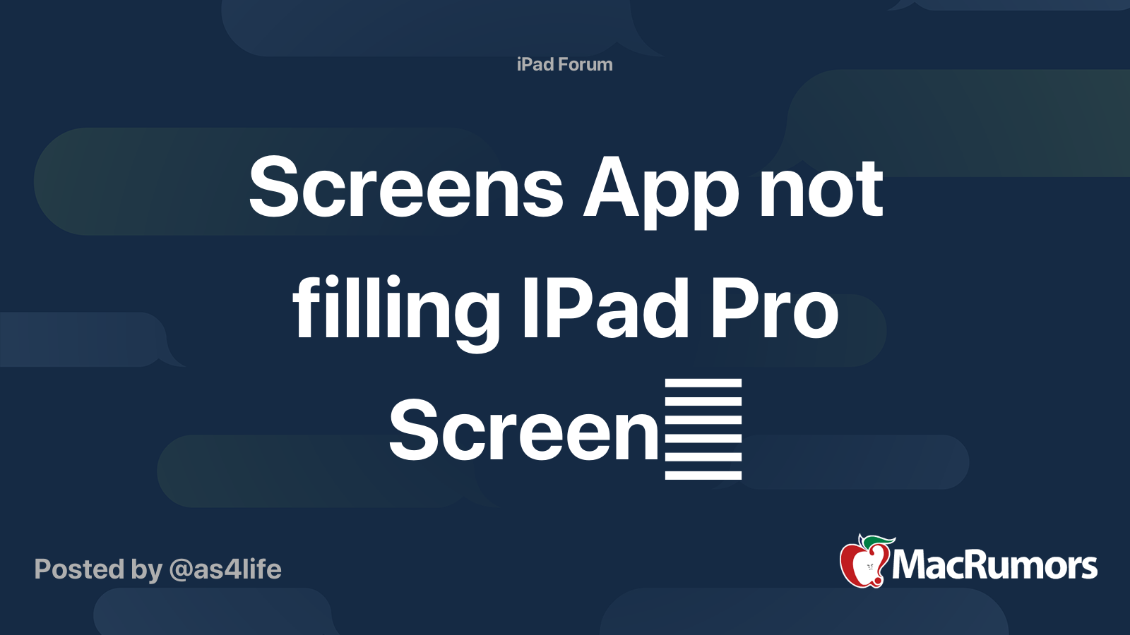 Screens App not filling IPad Pro Screen MacRumors Forums
