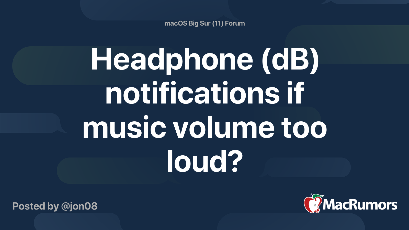 Headphone (dB) notifications if music volume too loud? MacRumors Forums