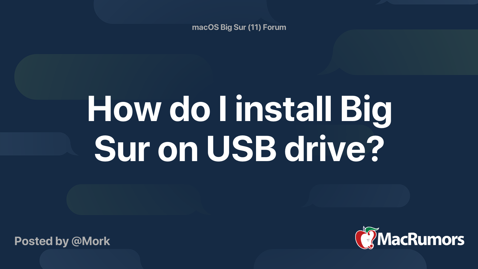 How do I install Big Sur on USB drive? MacRumors Forums