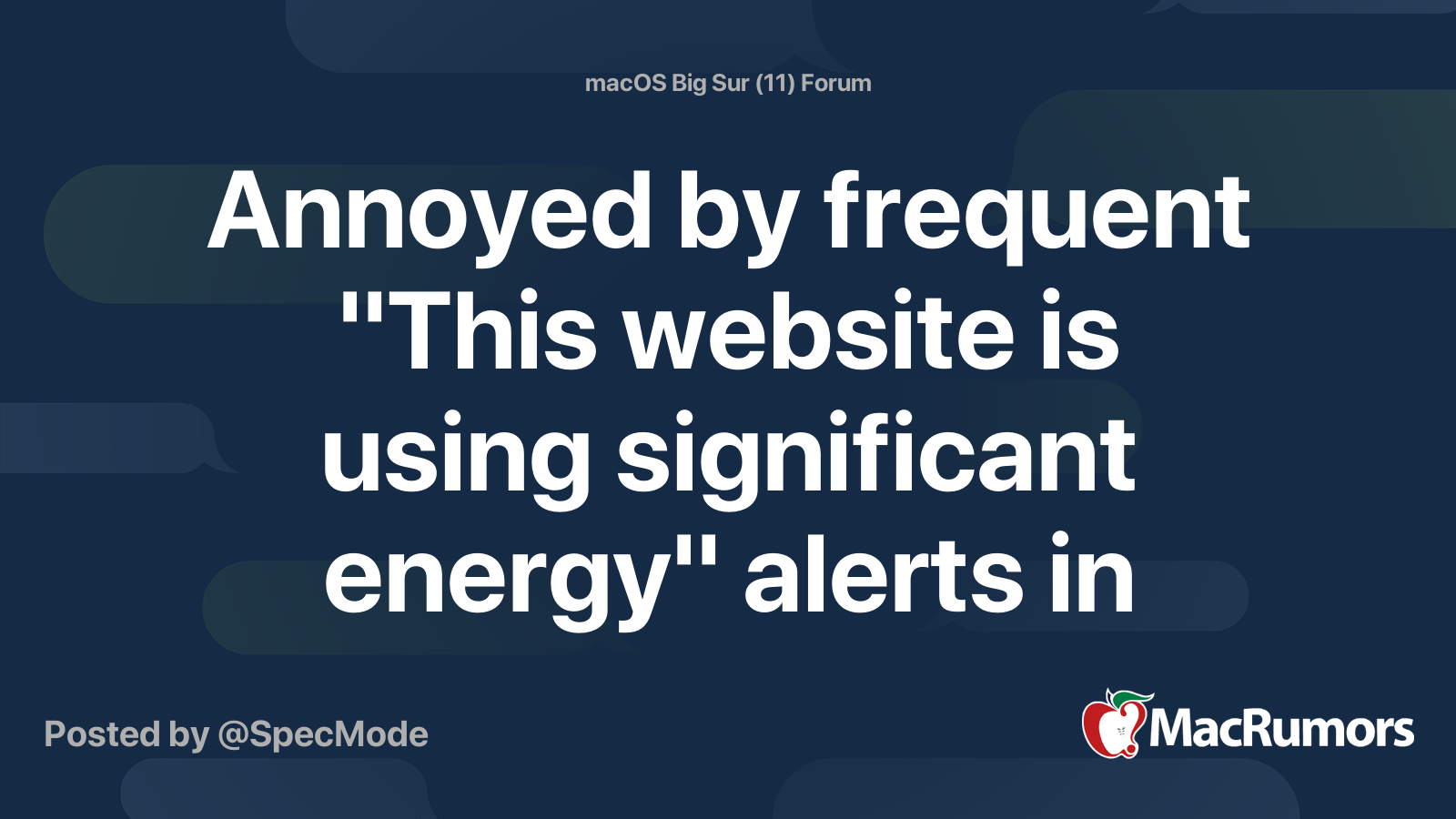 Annoyed by frequent "This website is using significant energy" alerts in Safari? Turn them off! - Mac Rumors
