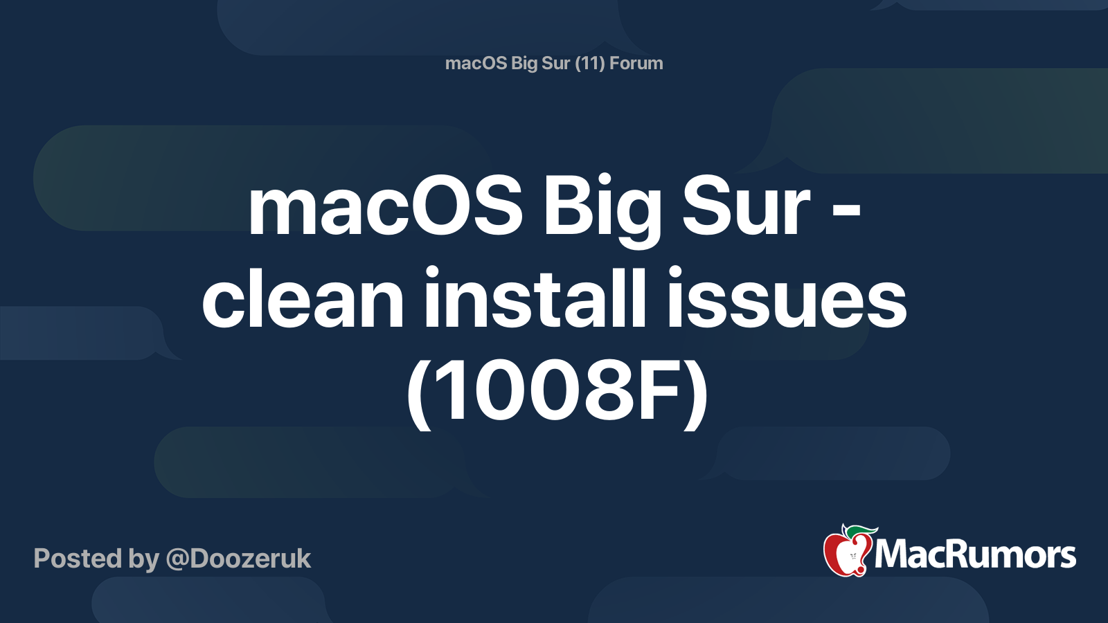 Macos Big Sur Clean Install Issues 1008f Macrumors Forums