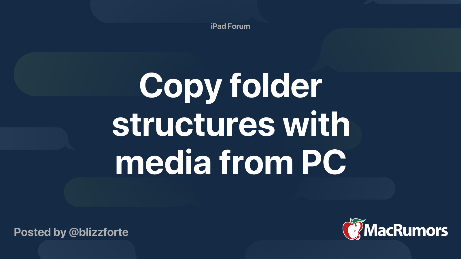 Copy folder structures with media from PC | MacRumors Forums