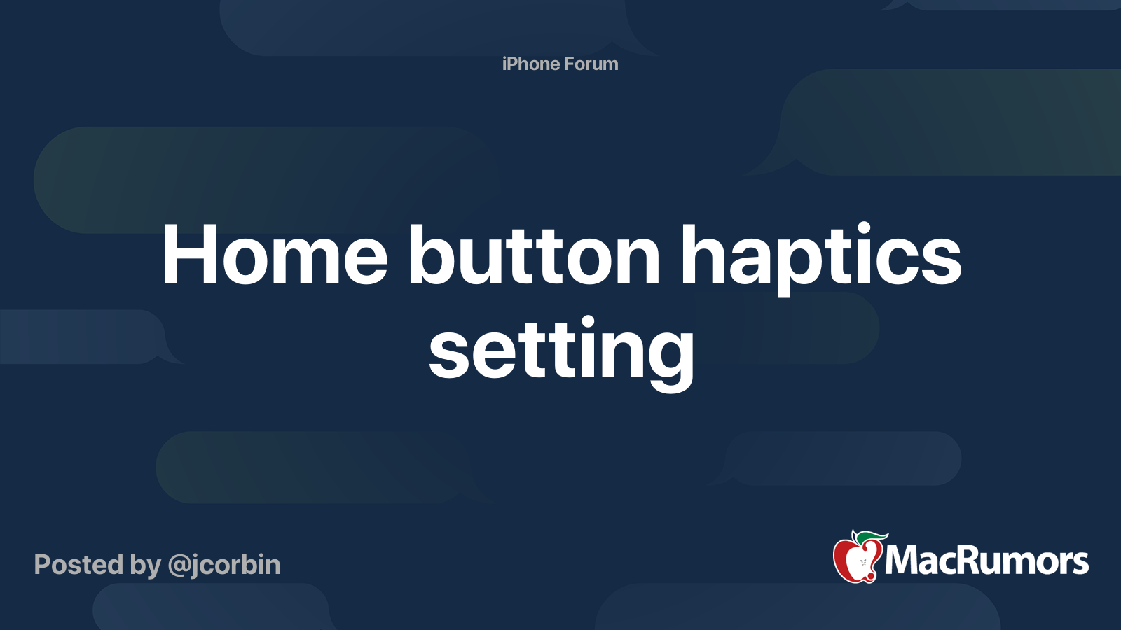 Home button haptics setting MacRumors Forums