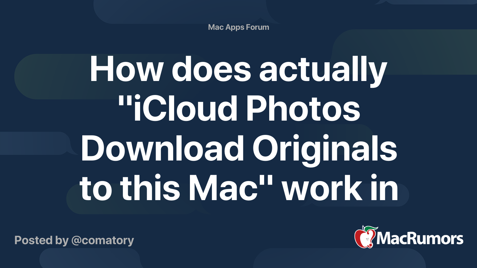 How does actually "iCloud Photos Download Originals to this Mac" work