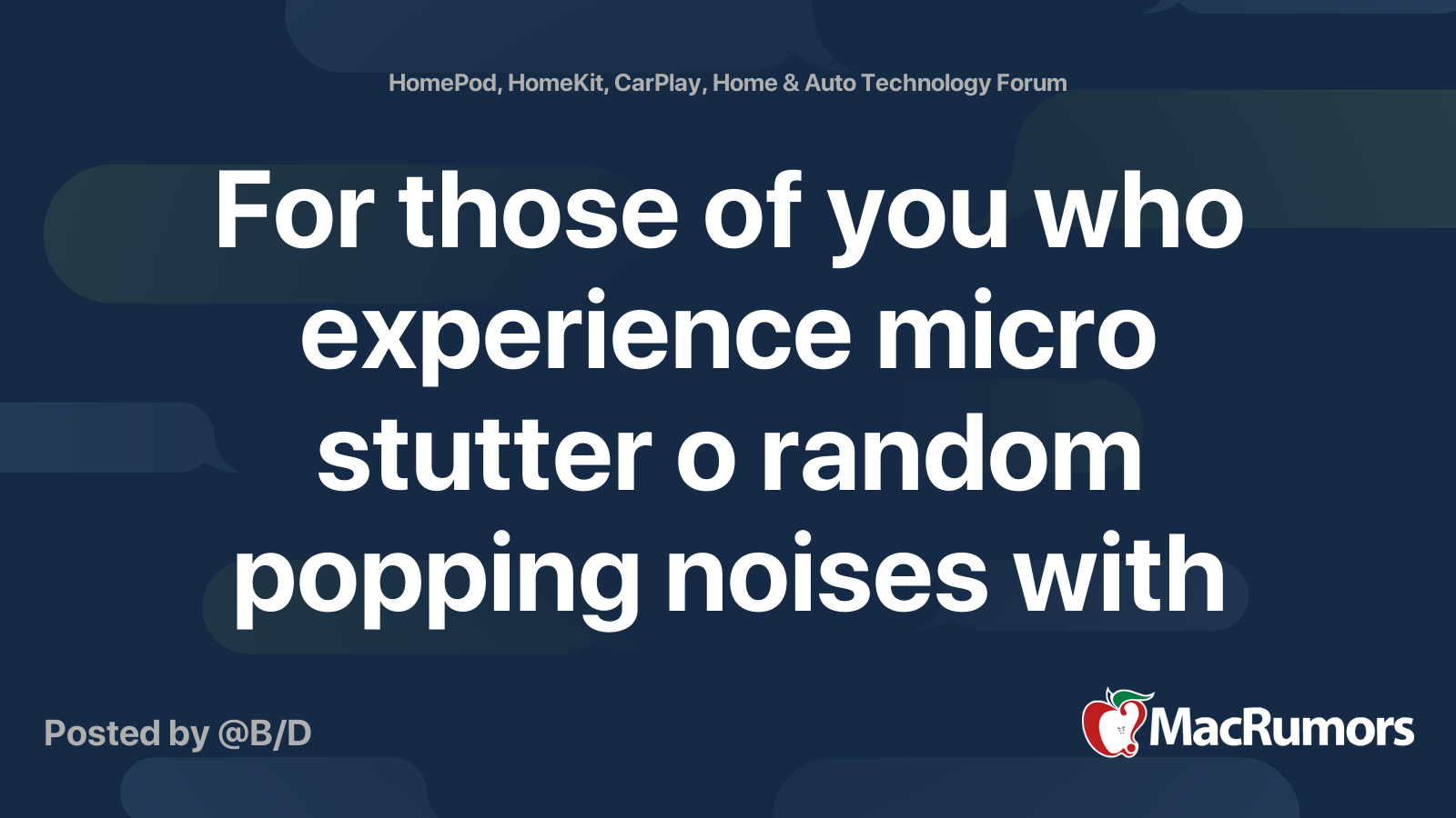 For those of you who experience micro stutter o random popping noises