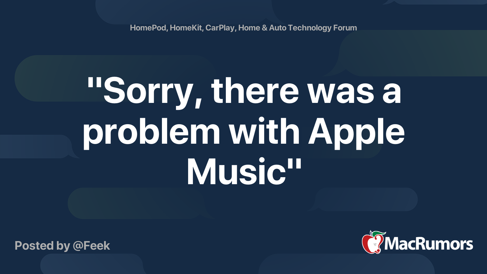 "Sorry, there was a problem with Apple Music" | MacRumors Forums