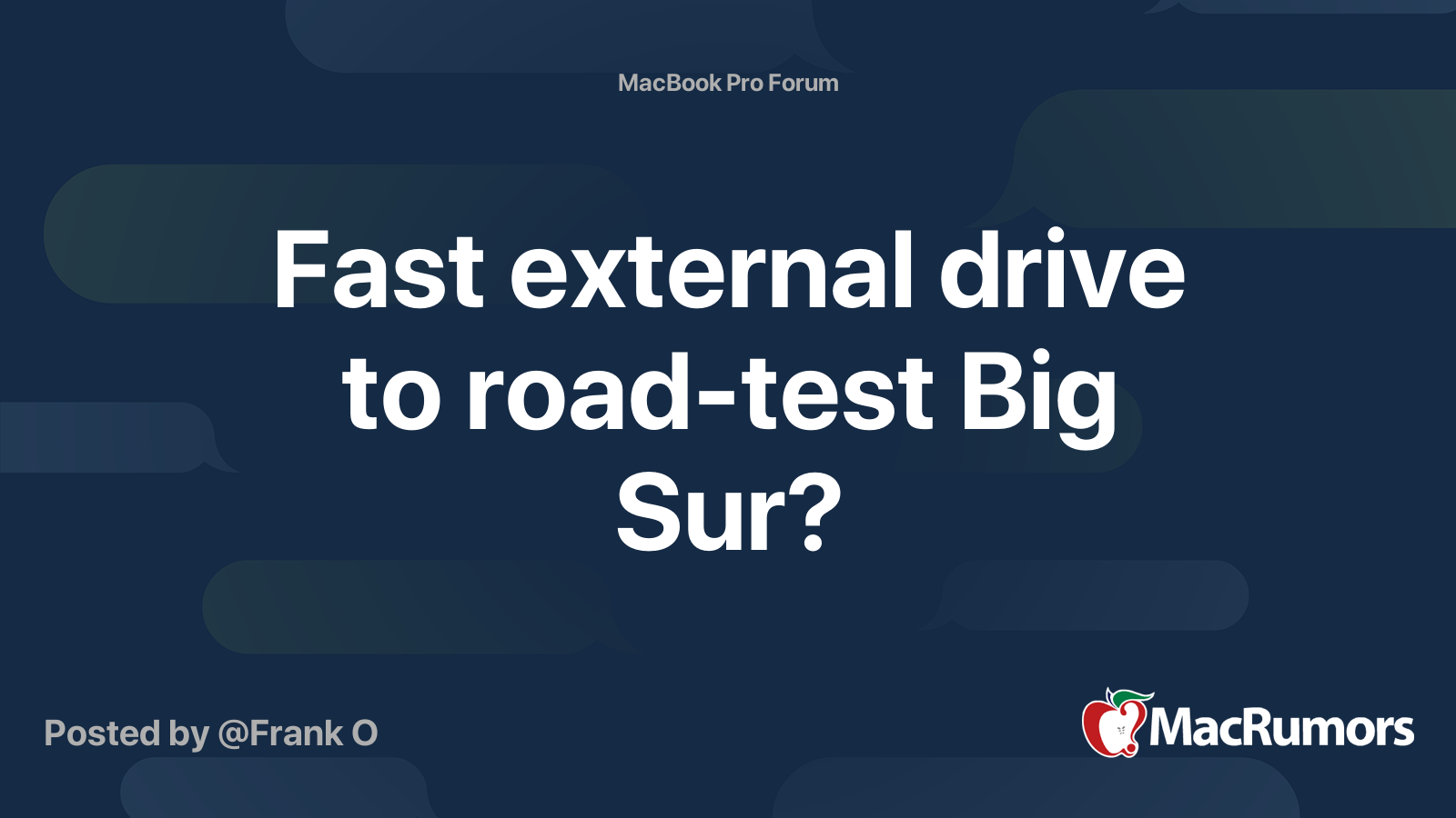 Fast external drive to road-test Big Sur? | MacRumors Forums