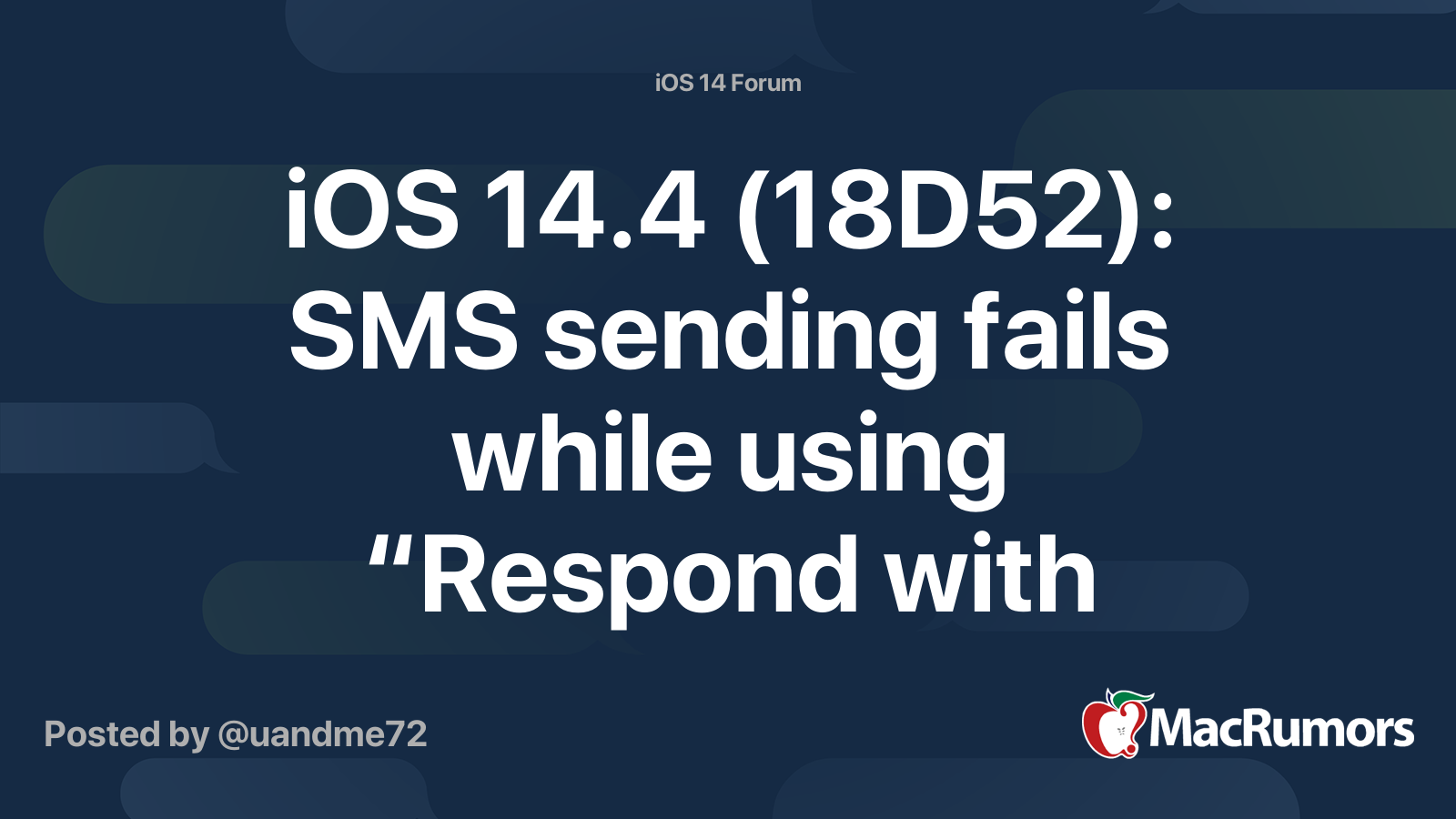 Dual sim iphones unable to send sms message from incoming call screen