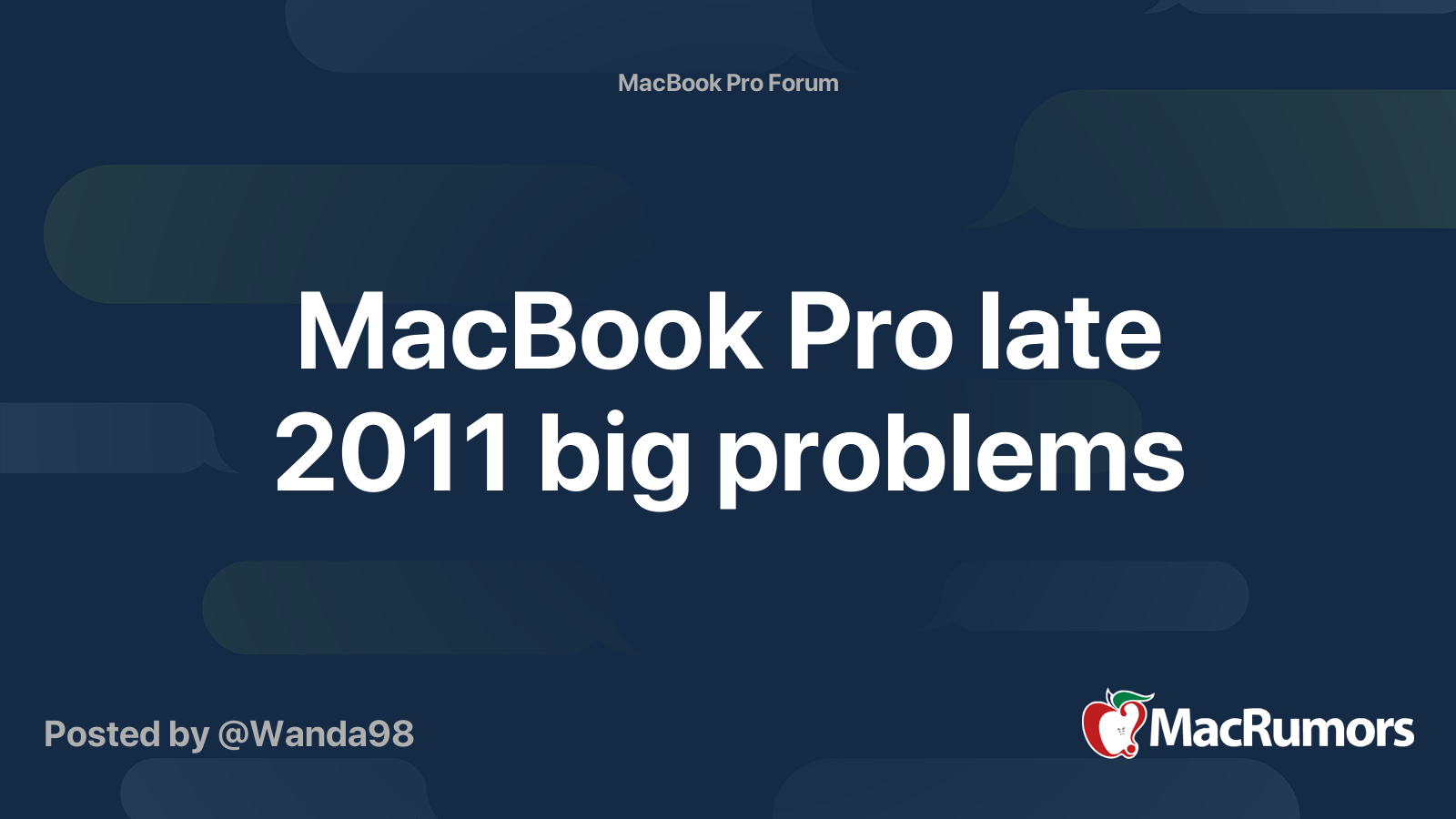 MacBook Pro late 2011 big problems | MacRumors Forums