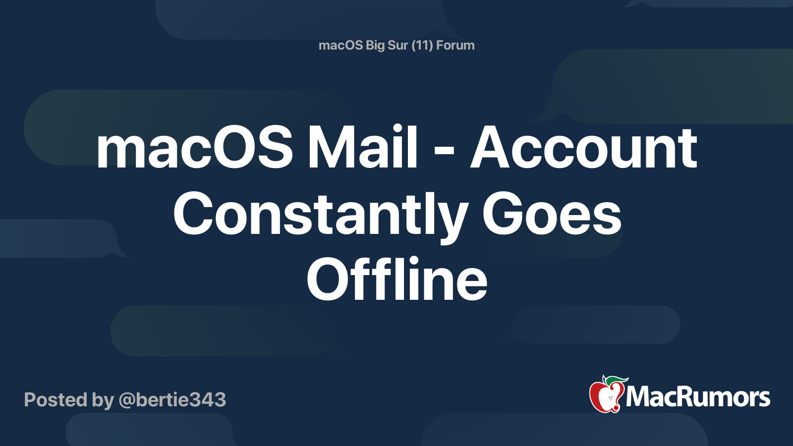 macOS Mail - Account Constantly Goes Offline | MacRumors Forums