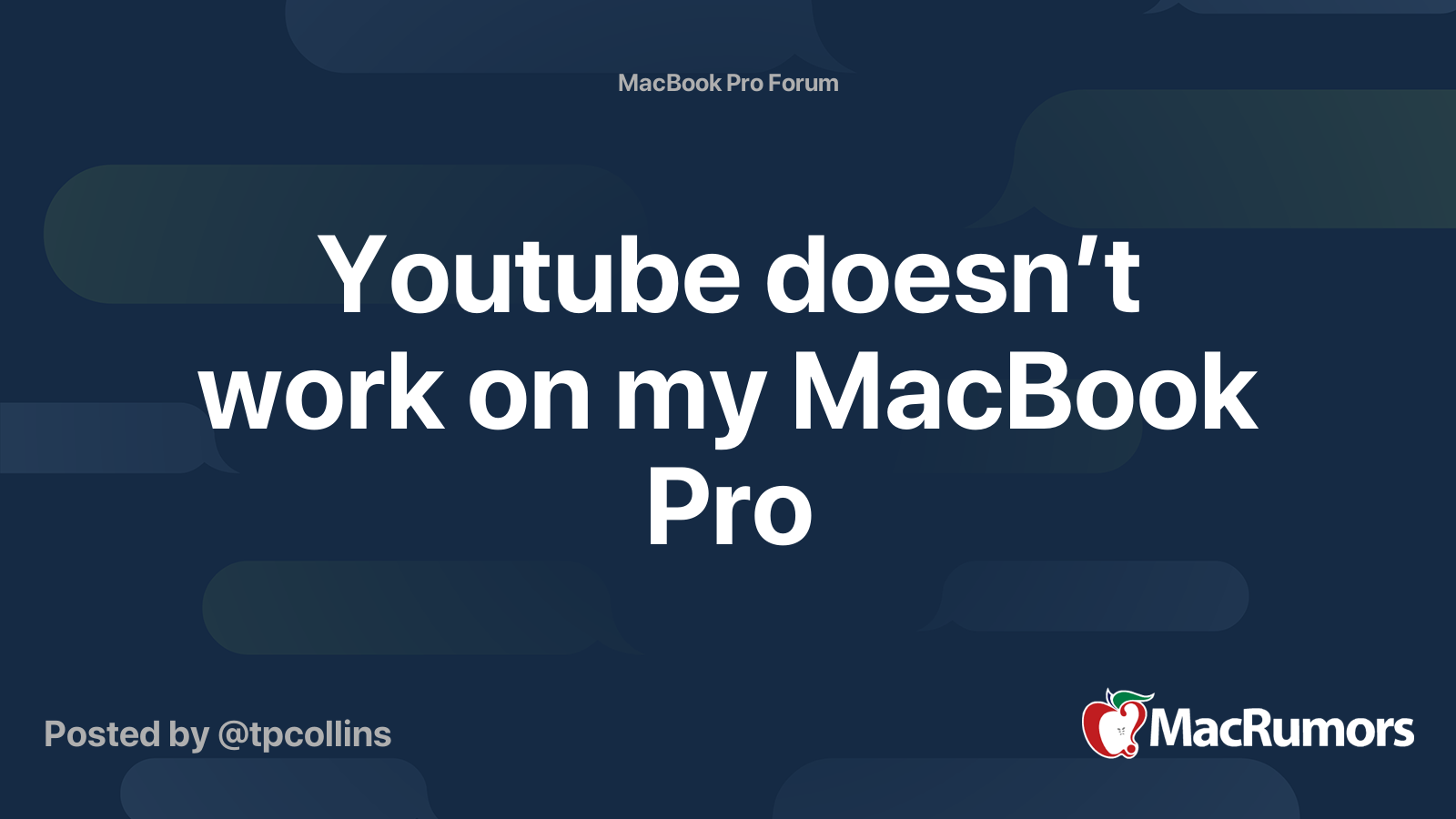 Youtube doesn’t work on my MacBook Pro MacRumors Forums