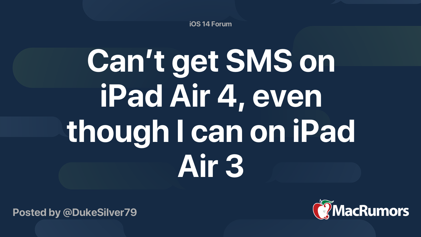 can t get sms on ipad