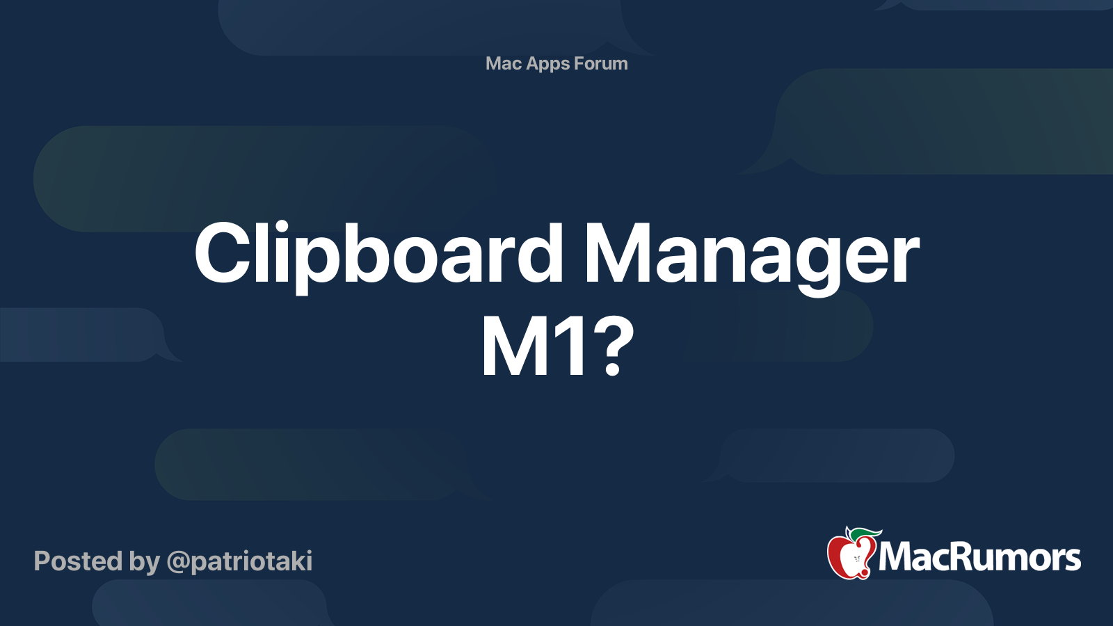 Clipboard Manager M1? MacRumors Forums