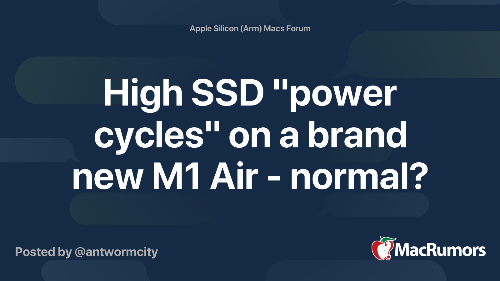 High SSD "power cycles" on a brand new M1 - normal? MacRumors Forums