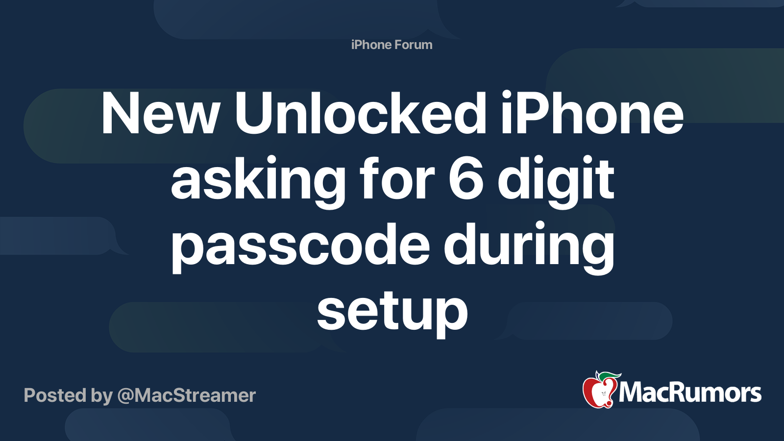 New Unlocked iPhone asking for 6 digit passcode during setup